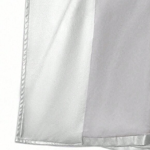 Silver Elegant Women's Long Sleeve Double-Breasted Trench Coat - Picture 8 of 11